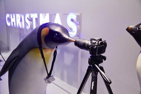 Monty, the world's most popular penguin makes an appearance in John Lewis' Christmas windows this year.